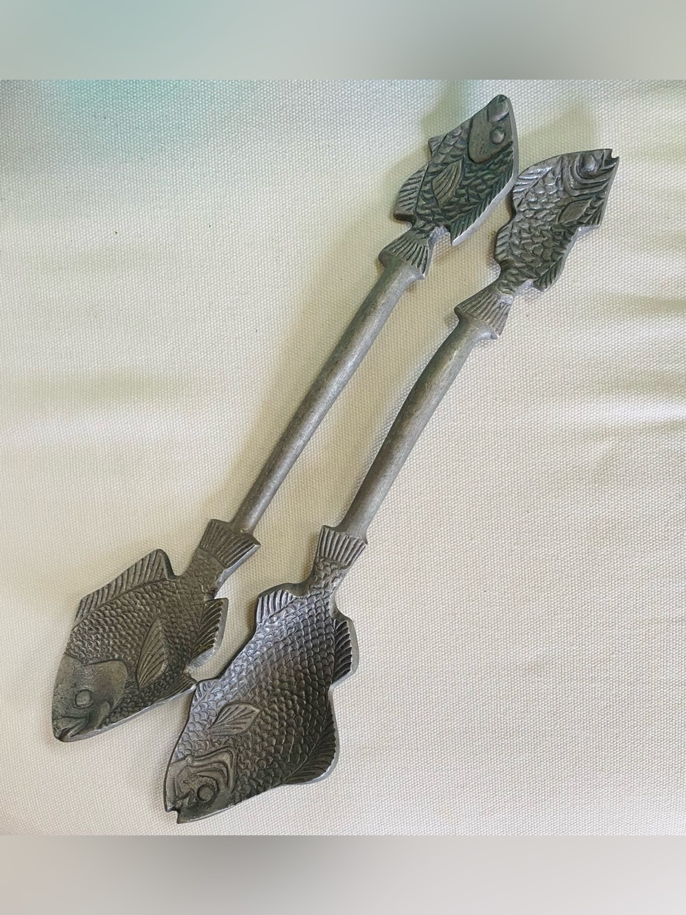 Carved Fish Aluminum Metal Double Sided Serving Spoons Utensils